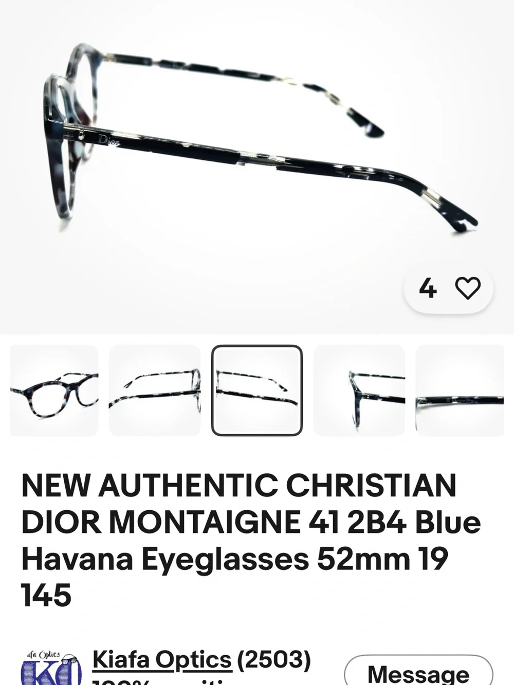 Dior Montaigne Round Glasses in Blue-Havana Tortoise